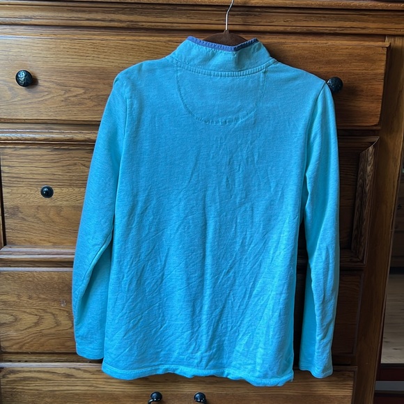 L.L. bean Women’s Size Medium Mint Green Quarter Button Pullover with Chambray - Picture 4 of 4